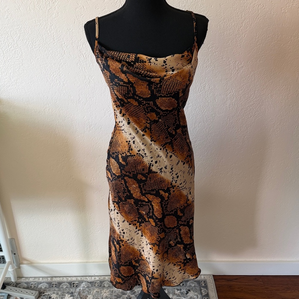 VINTAGE BEBE MADE IN USA Snake Print Slip Dress SIZE XS